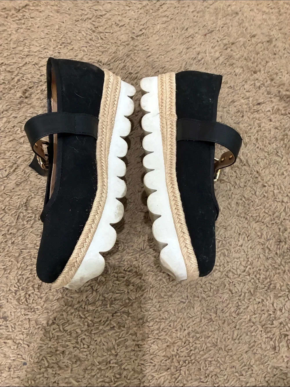 Black Mary Jane Espadrille Platform with Gold Buckle from Anthropologie